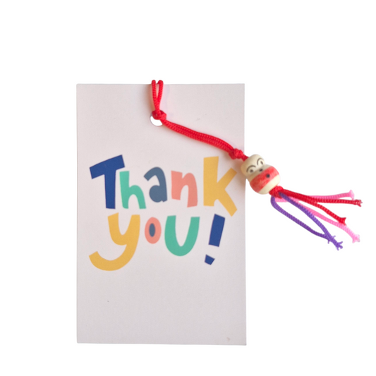 Thank you kaartje met gelukspoppetje