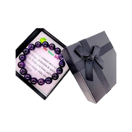 Amethyst armband 12 mm met doosje