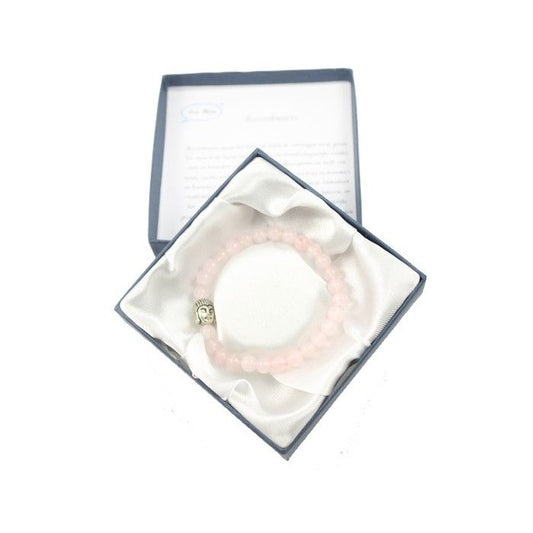Kadodoosje met rozekwarts armband met boeddha hoofdje