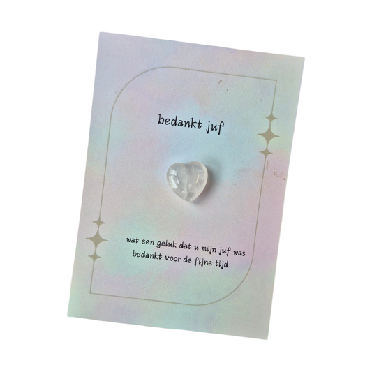 bedankt juf met rozenkwarts hartje