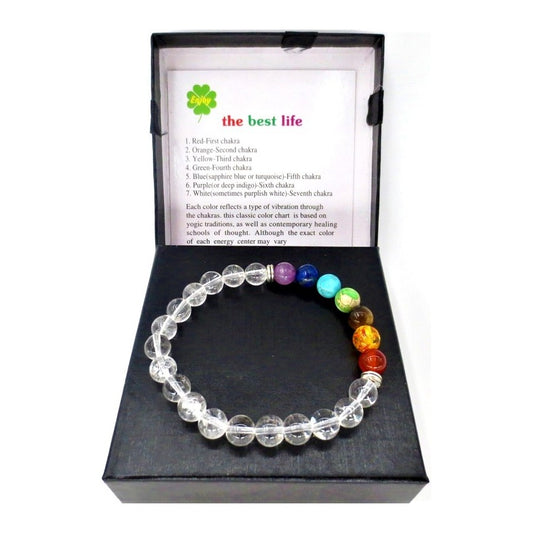 Berkgristal armband met chakra kralen