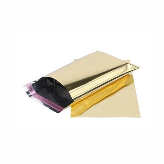 Goudkleurig foliezakje 10 x 15 cm met sluitstrip