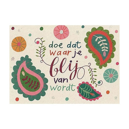 Kaart 'Doe dat waar je blij van wordt'