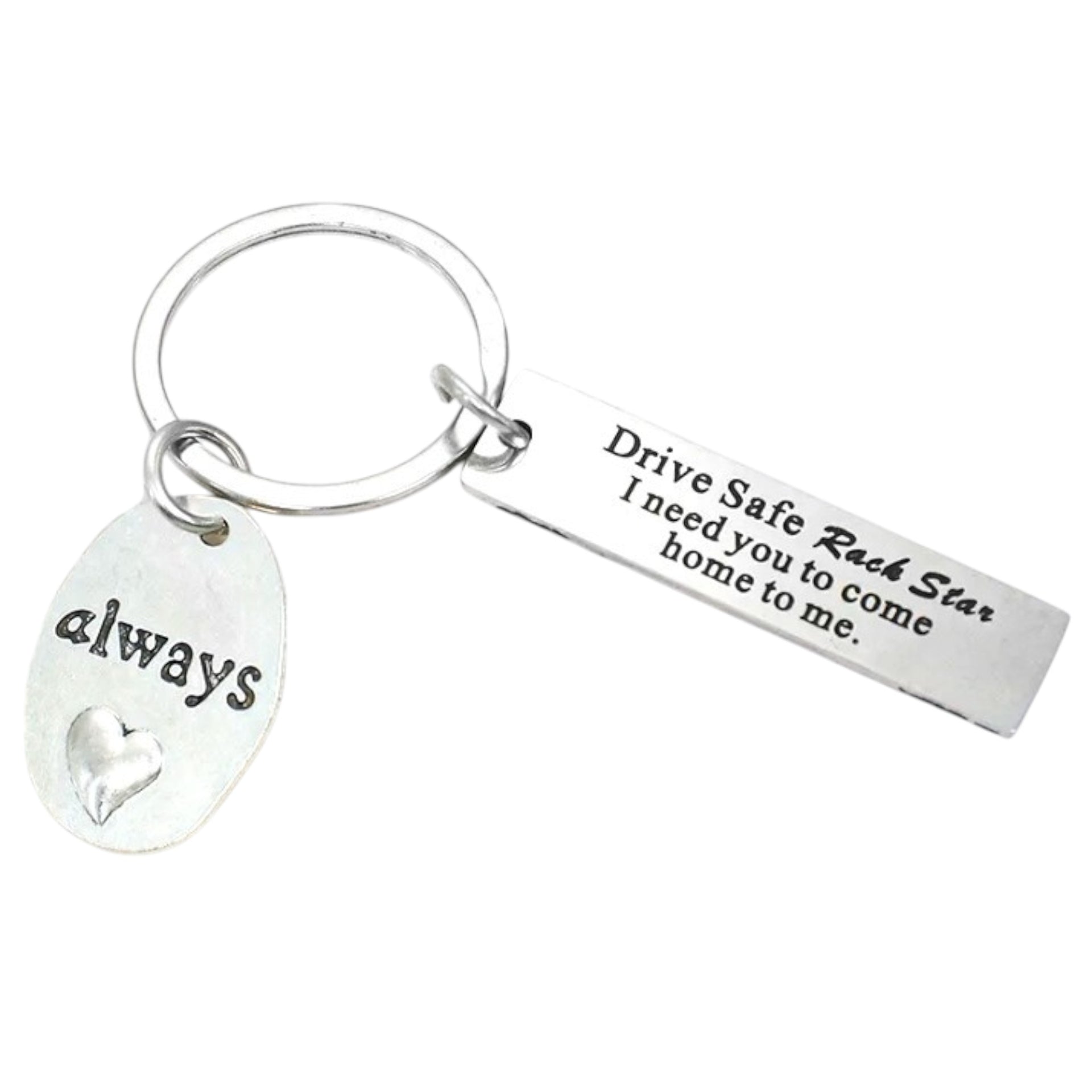 LQRI Drive Safe Sleutelhanger Reiziger Gift Waar Je Ook Gaat Moge Je Beschermengel Waken Over Je Beschermengel Sleutelhanger Voor Vader Moeder Dochter Oma Kleindochter Tante Gift, M, Roestvrij staal