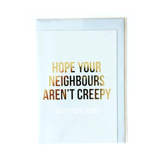 Dubbele kaart 'Hope your neighbours' voor nieuw huis