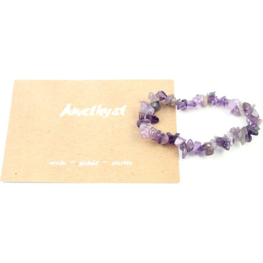 Kaartje met geluksarmbandje amethyst (vrede - geduld - sterkte)