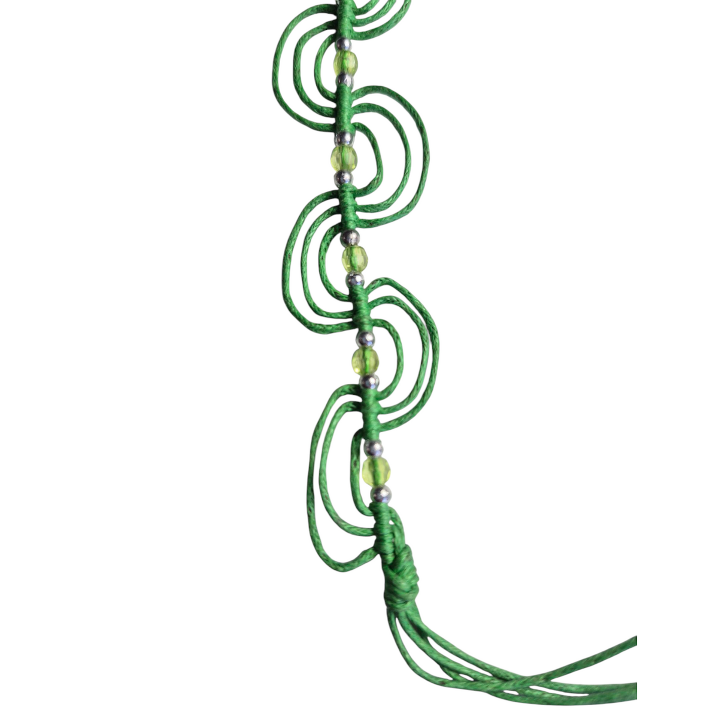 Groen touwarmbandje met kleine kraaltjes