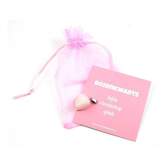 Edelsteen hanger rozenkwarts 2 cm