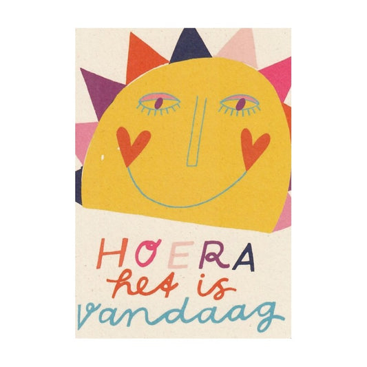 Kaart 'Hoera het is vandaag' met zonnetje