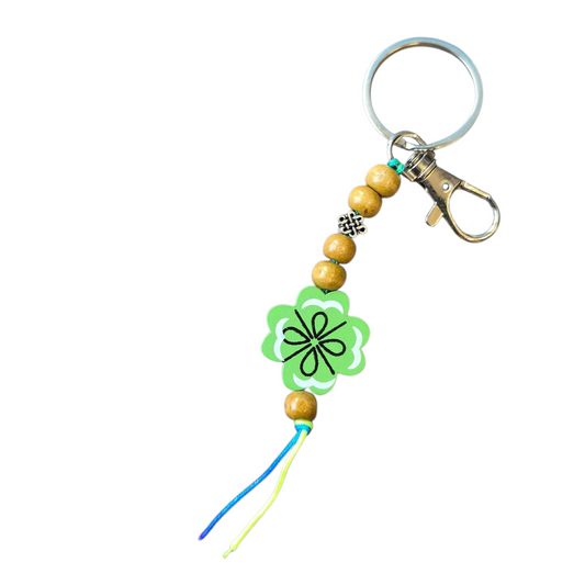 houten sleutelhanger klavertje 4