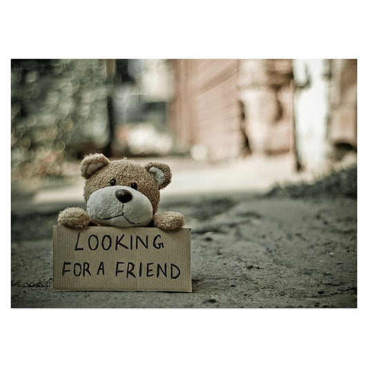 Kaart 'looking for a friend' met een lief beertje A6