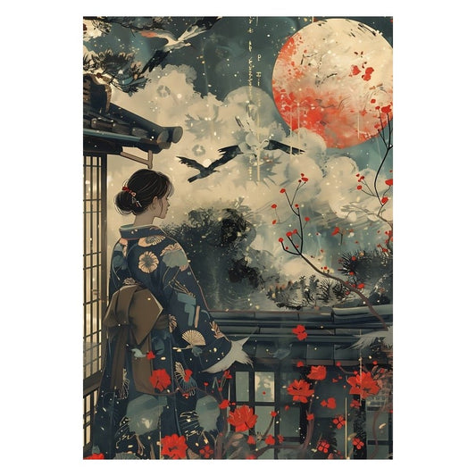 Kaart met Japanse dame 10 x 15 cm