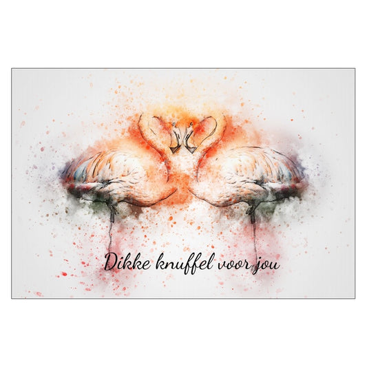 kaartje-dikke-knuffel-voor-jou met flamingos