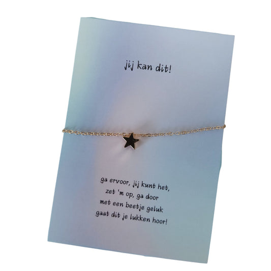 Kado kaartje 'jij kan dit' met een ster ketting