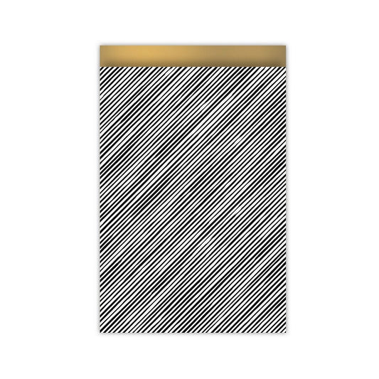 Zwart wit gouden kadozakje 12 x  19 cm