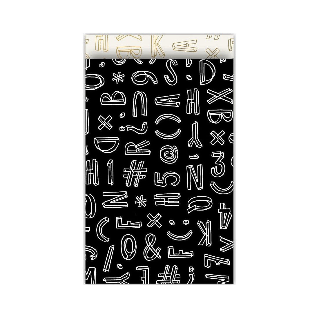 Zwart kadozakje met letters en cijfers 12 x 19 cm