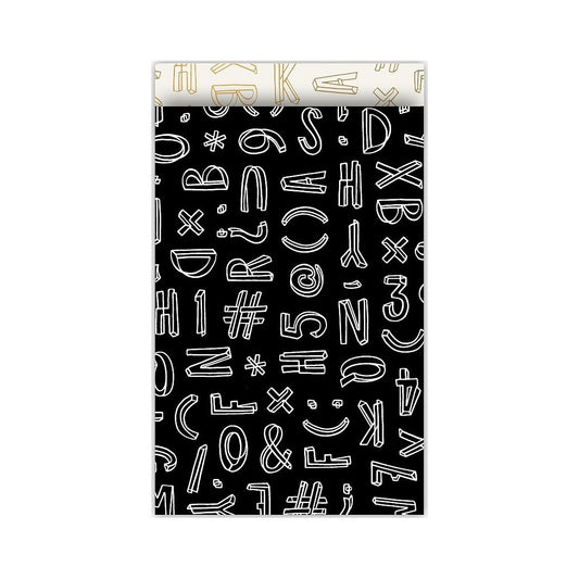 Zwart kadozakje met letters en cijfers 12 x 19 cm