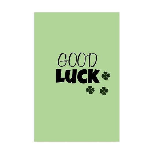 Kadolabel 'Good Luck' met klavertjes vier
