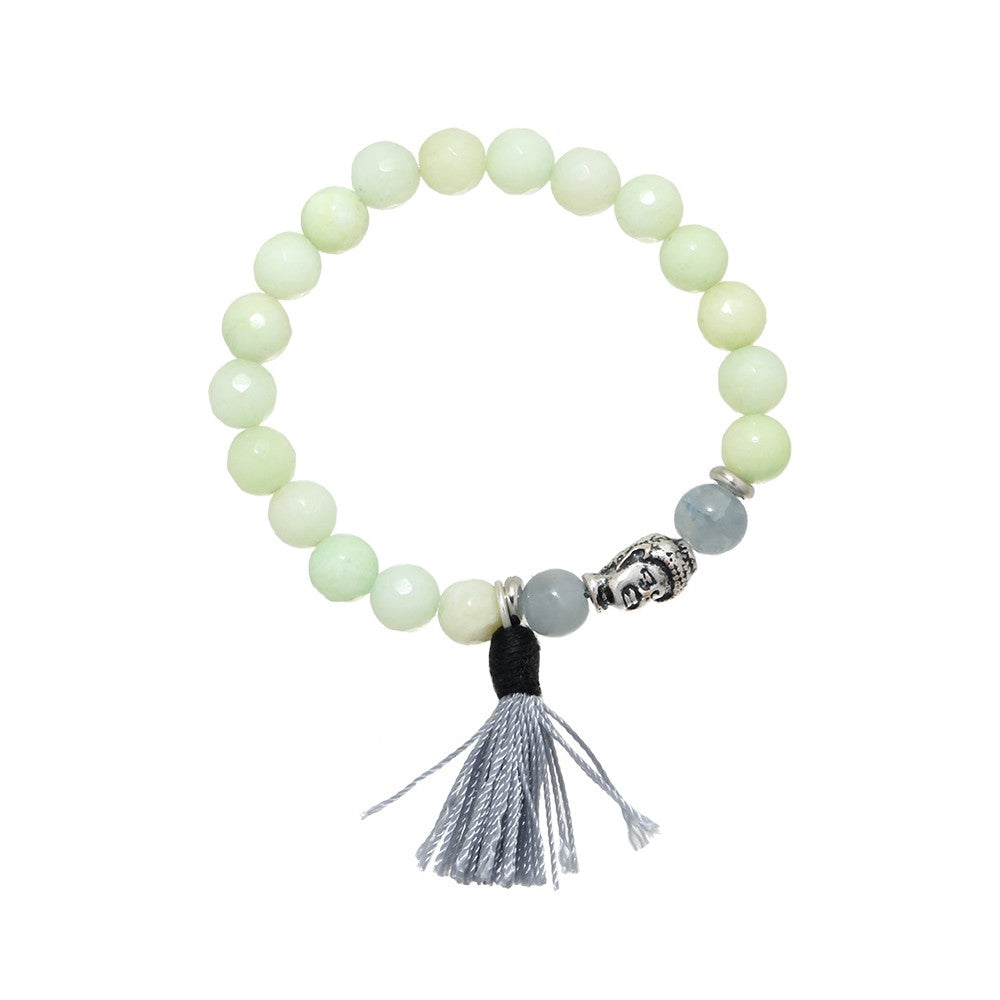 Lichtgroen armbandje met boeddhabedel en kwastje