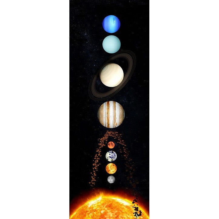 Boekenlegger met planeten op een rij