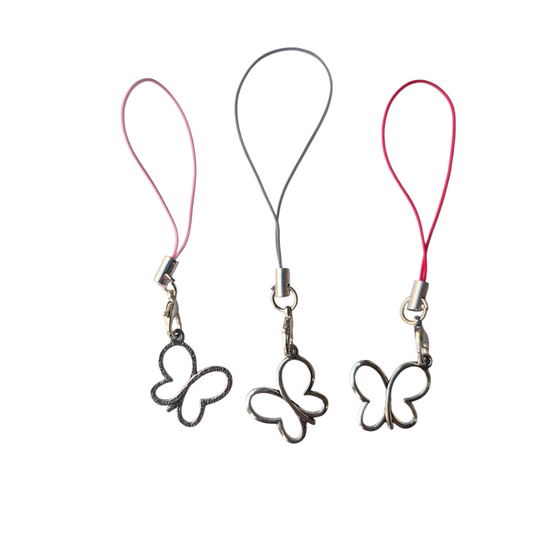 Gelukshangertje Vlinder - Zilverkleurig Bedeltje aan Gekleurd Koordje