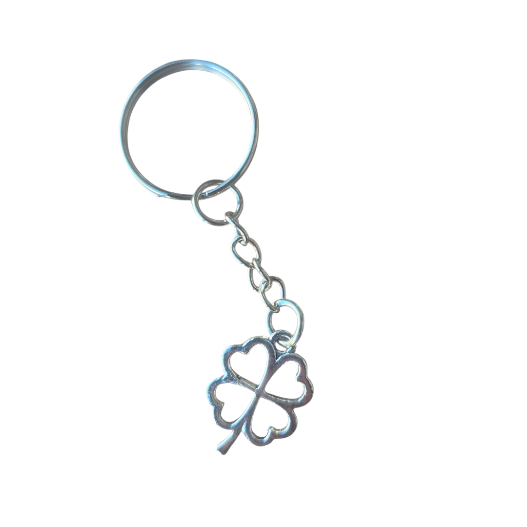 Sleutelhanger klavertje vier met kaartje en kadozakje