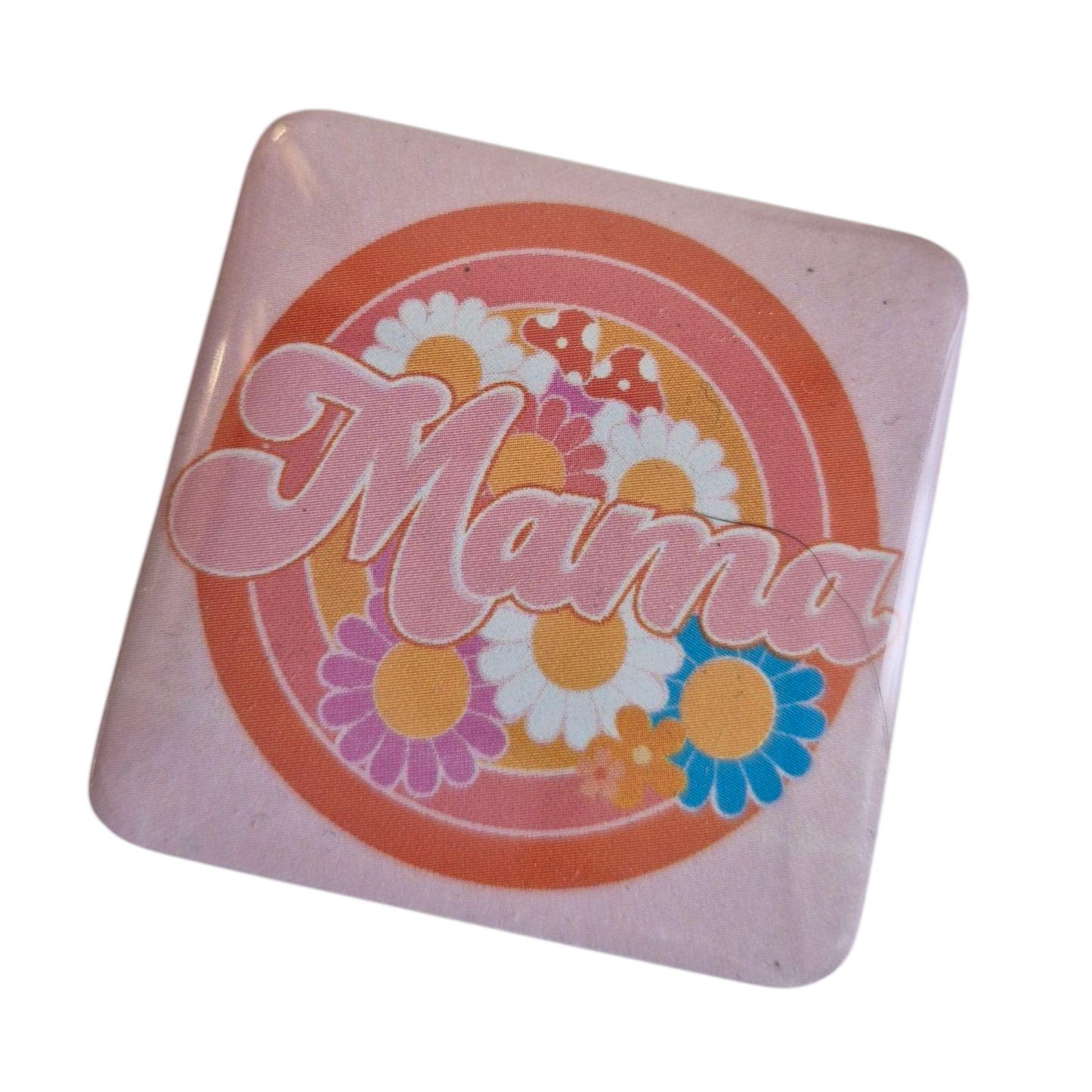 Magneet MAMA met afbeelding van bloemen 5 x 5 cm