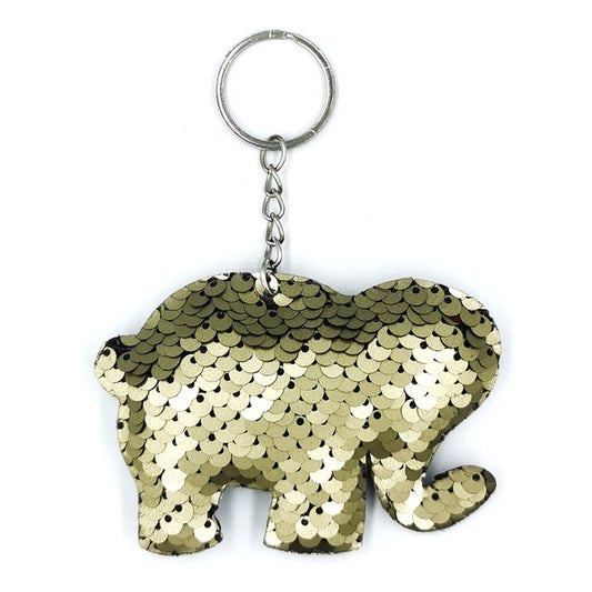 Sleutelhanger olifant goudkleurig met pailletten