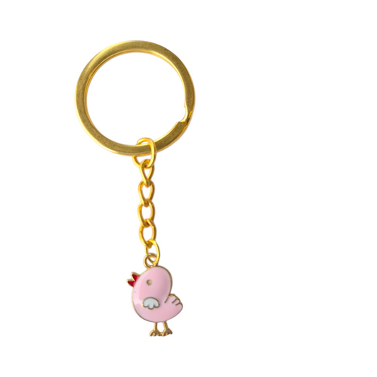 sleutelhanger met roze vogeltje