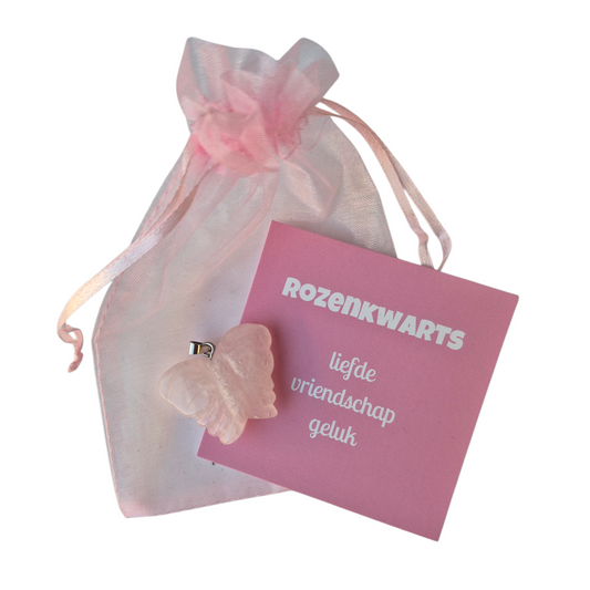 vlinder hanger van rozenkwarts